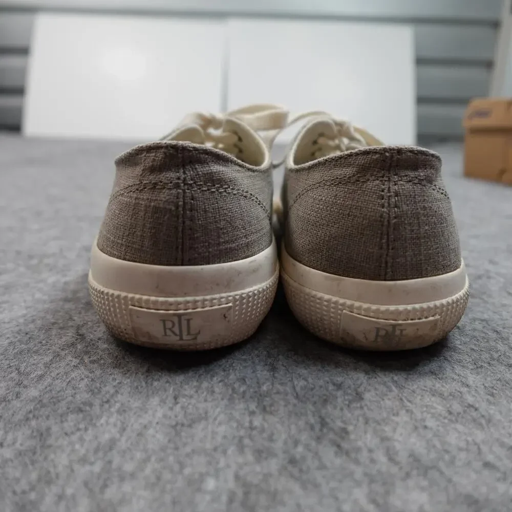 Ralph Lauren Sneakers Womens 6.5 Jolie Linen Lace Up Gray‎ Fashion Casual